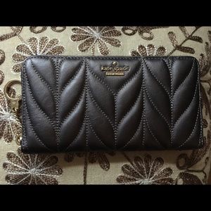 Kate Spade Briar Lane Quilted Lthr Wallet GUNMETAL